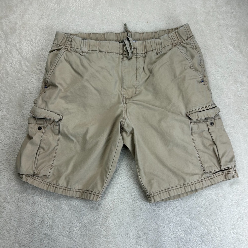 Tommy Bahama Cargo Shorts Mens M Khaki Comfort Elastic Waist Outdoor "Read"